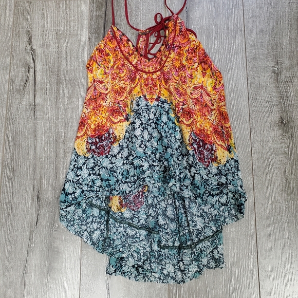 Free People Wave Combo Cami Turquoise Fire Hi Lo Fun - Picture 2 of 4